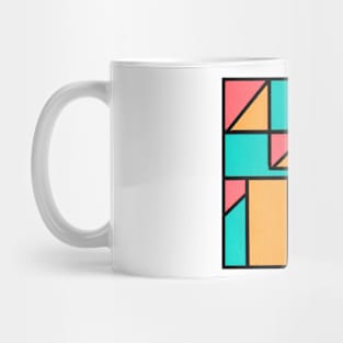 Coral Peach Blue Geometric Abstract Acrylic Painting Mug